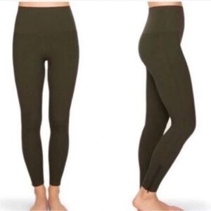 Spanx Seamless Side Zip Leggings in Deep Olive Green XL